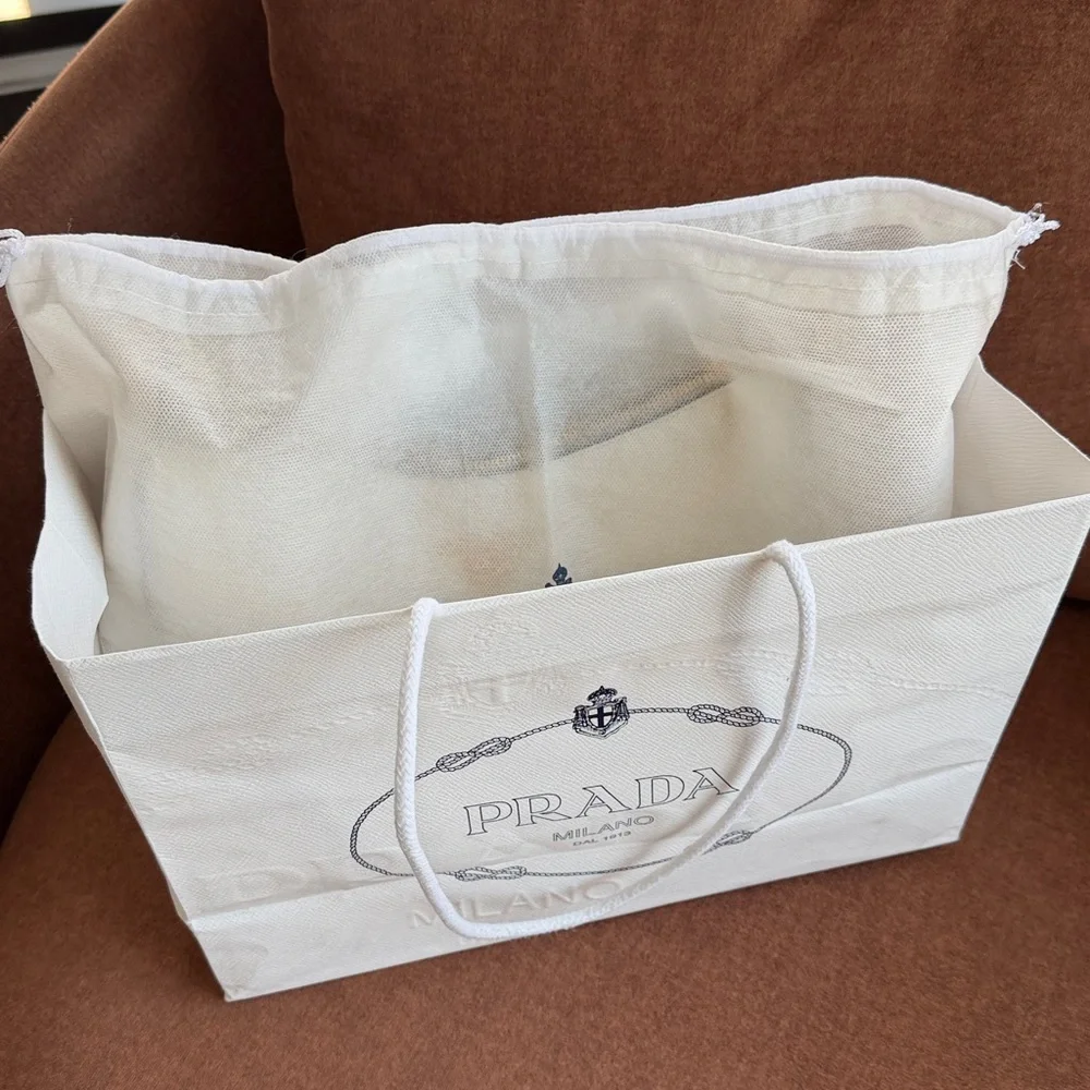 Prada White and Blue Leather Shoulder Bag - Picture 16 of 16